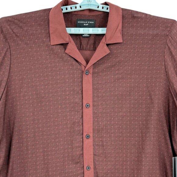 Shaquille ONeal XLG Men Short Sleeve Cherry Fudge Rayon Woven Camp Shirt 2XL NWT - Picture 4 of 9